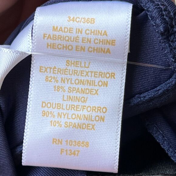 Anne Cole Bikini Womens sz 34C 36B Navy Twist Swim Top Underwire Support - Picture 5 of 6